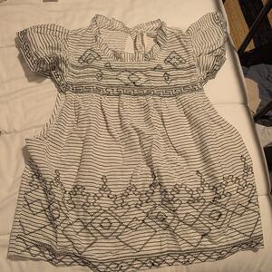 Anthropologie Navy and White Striped Top